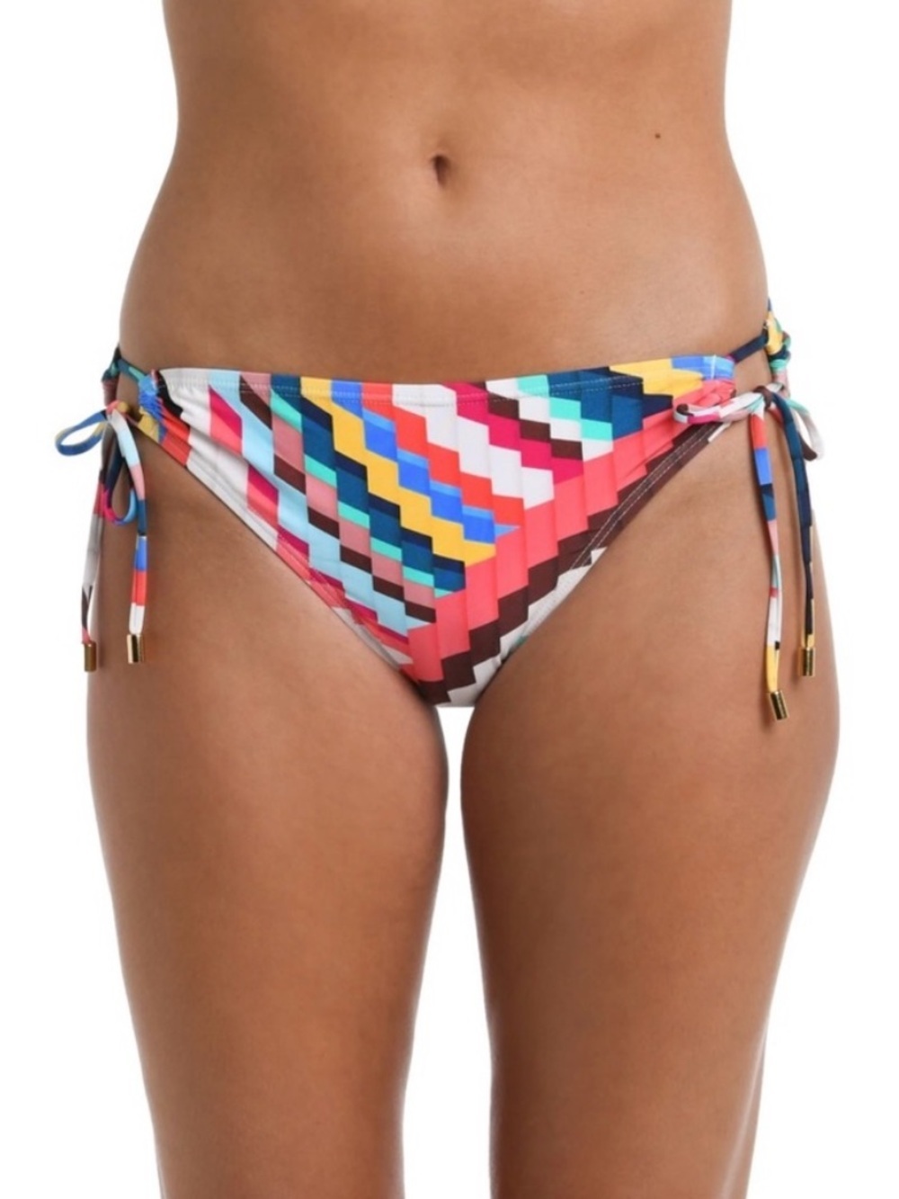 🌻NEW NWOT La Blanca Slice of Paradise Bikini Bottoms Side Tie Geometric Print 8